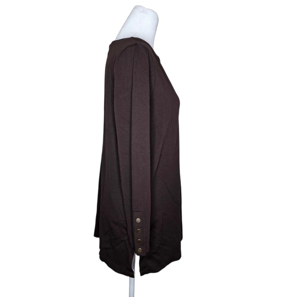 Chicos Womens Brown Long Sleeve Blouse Chicos Size 0 Small - Picture 3 of 6